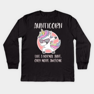 Aunticorn like a normal Aunt Dabbing Unicorn Kids Long Sleeve T-Shirt